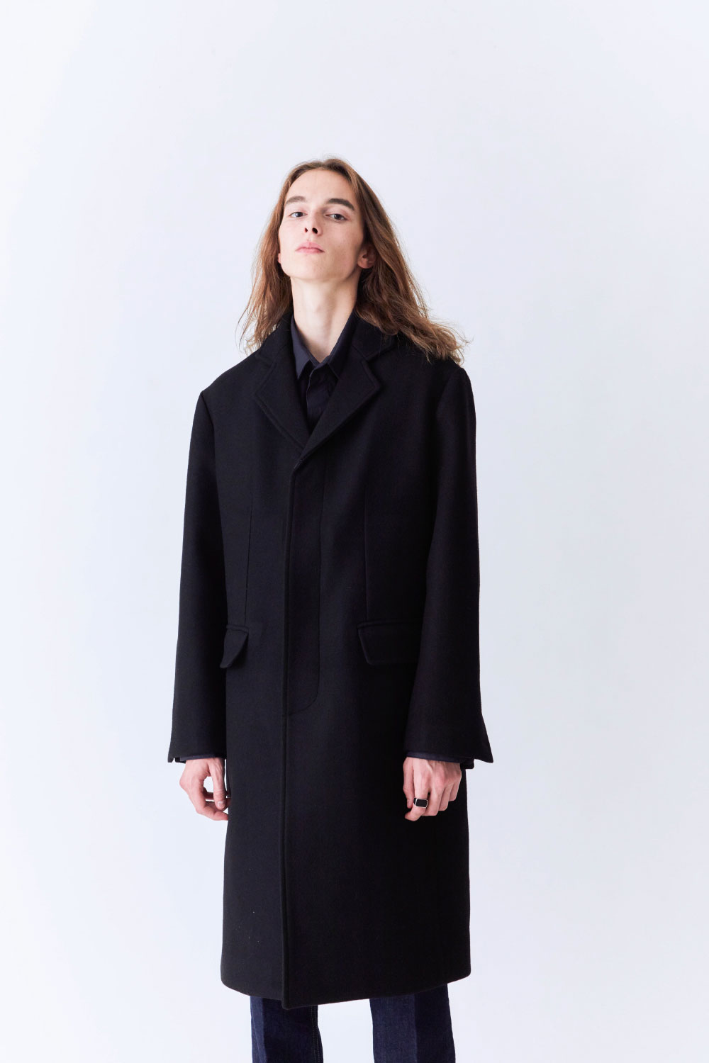 Melton Single Chesterfield Coat (Black)