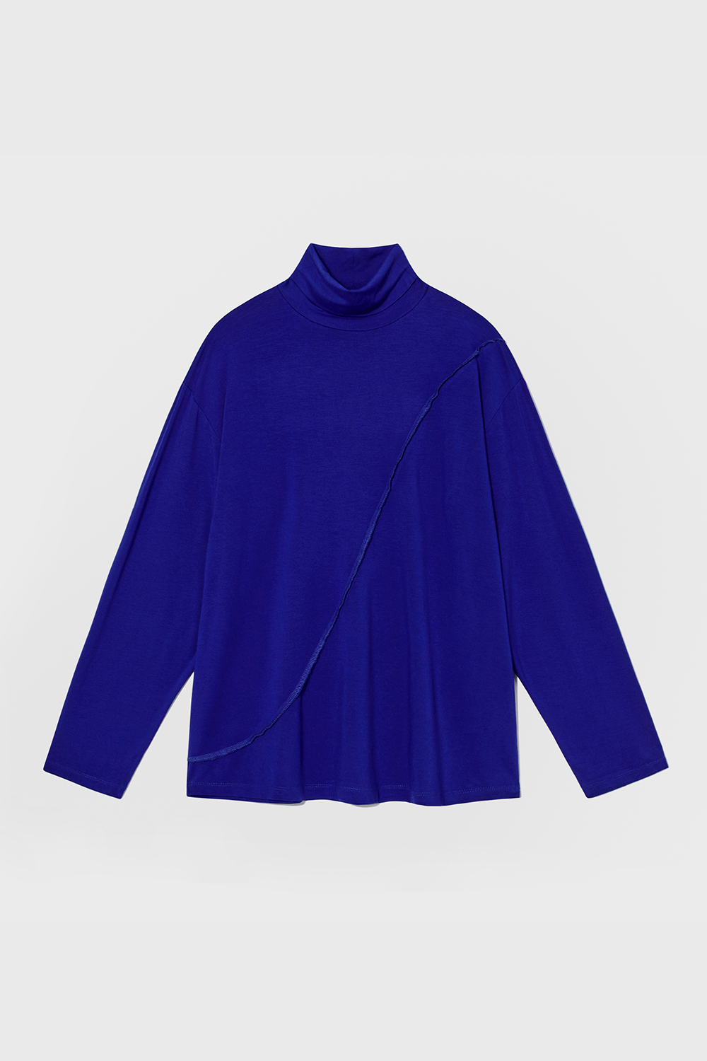 Diagonal High Neck Pullover (Royal Blue)