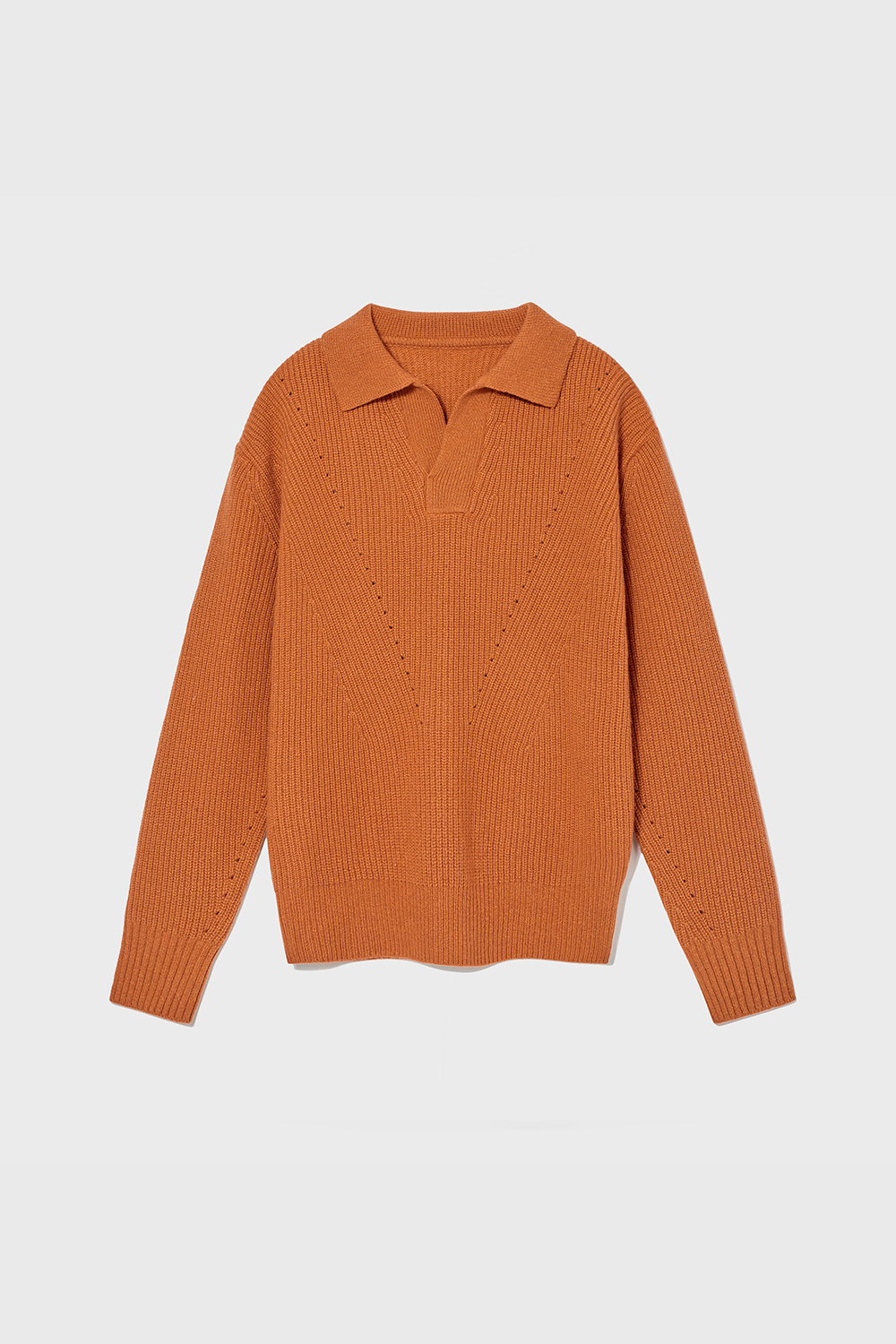 Superfine Merino Wool Punching Collar Knit (Mixed Orange)