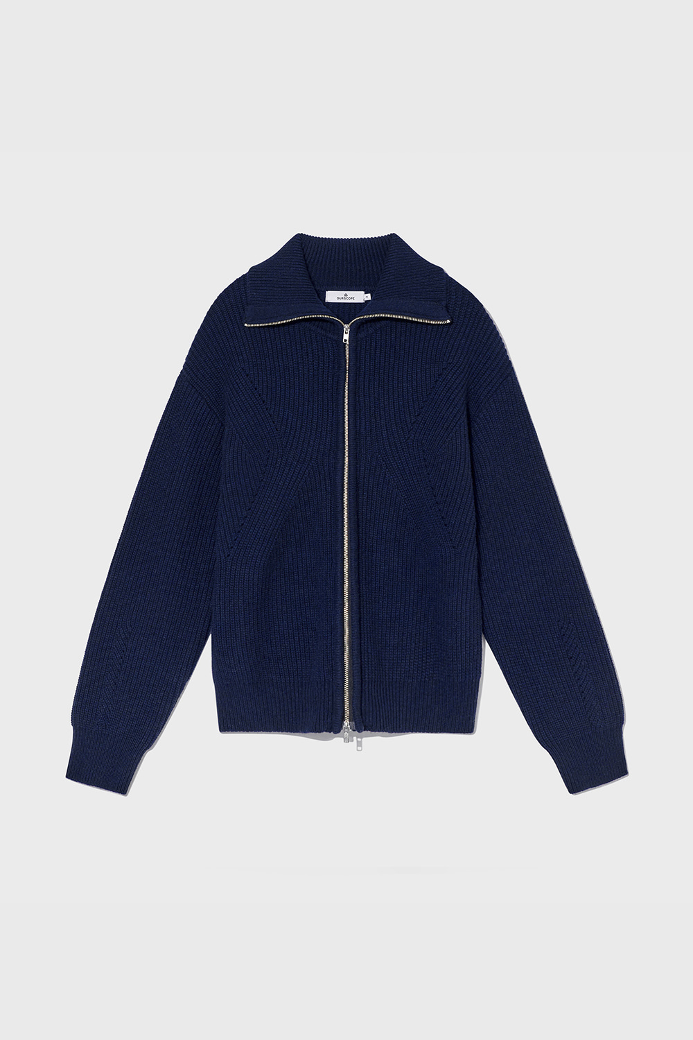 Decal Extra Fine Wool Zip-up Knit (Night Navy)